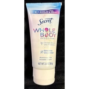 NEW Secret Whole Body‎ Deodorant, Sensitive Unscented, 24/7 Fresh, 3oz.